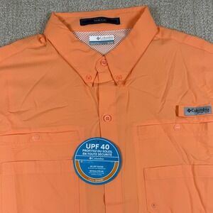 NEW Columbia Mens XL Orange Tamiami II Short Sleeve PFG Fishing Shirt FM7266-873